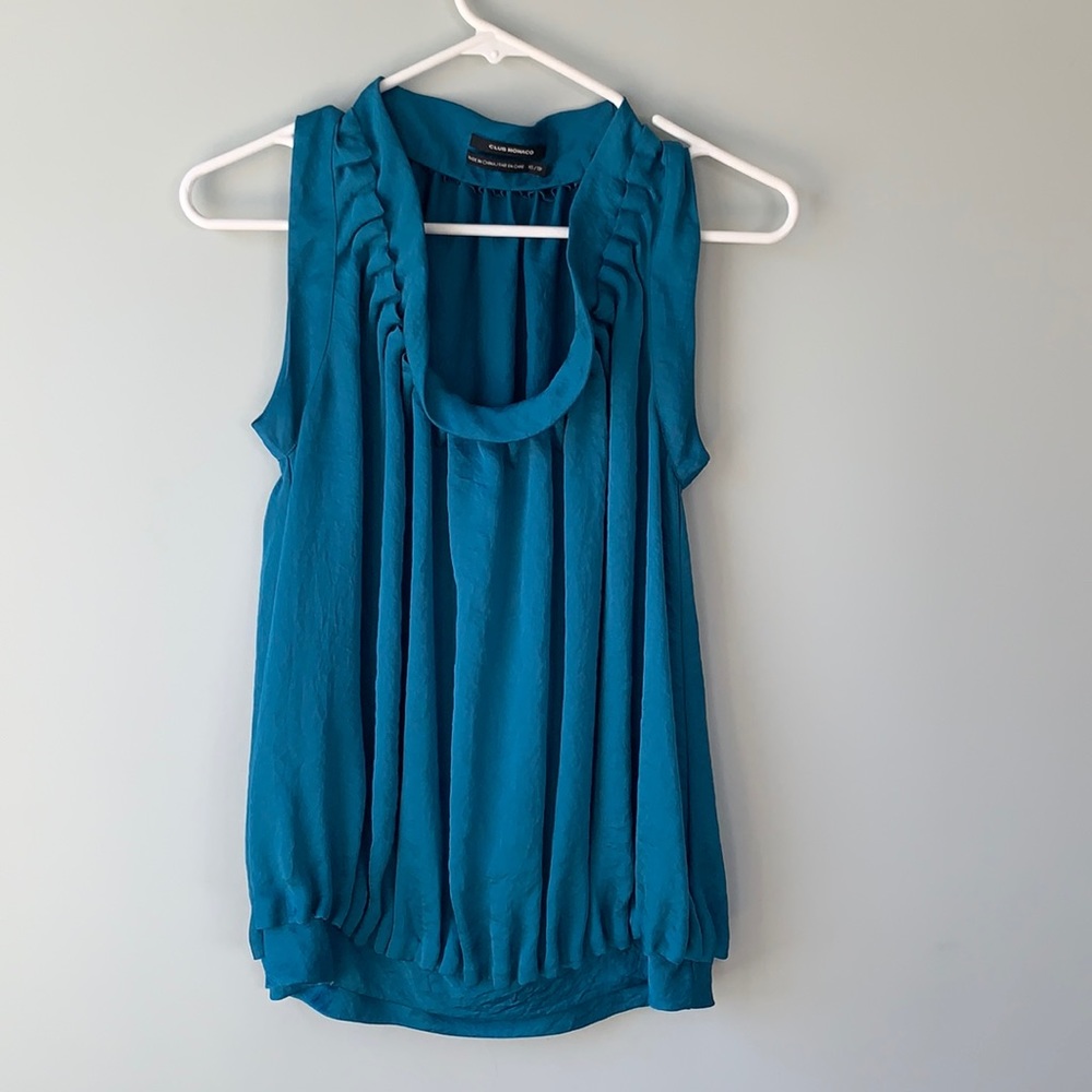 Club Monaco teal sleeveless blouse sz XS